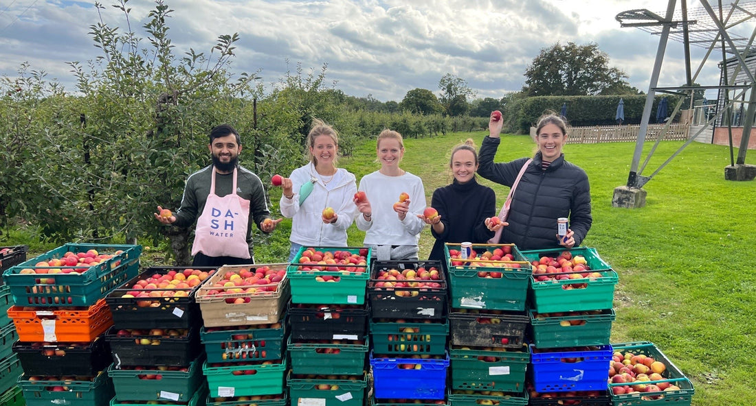 Gleaning Team standing behind crates of surplus apples