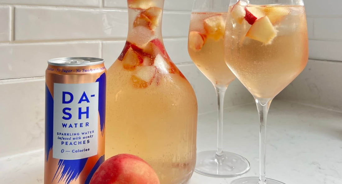 Peach DASH Can with Peach Rose Cocktail